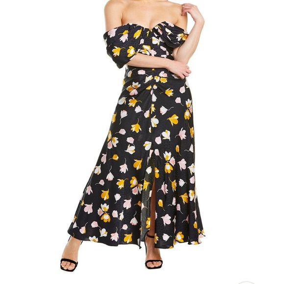 Self-Portrait Dresses & Skirts - Off the shoulder print floral satin maxi dress